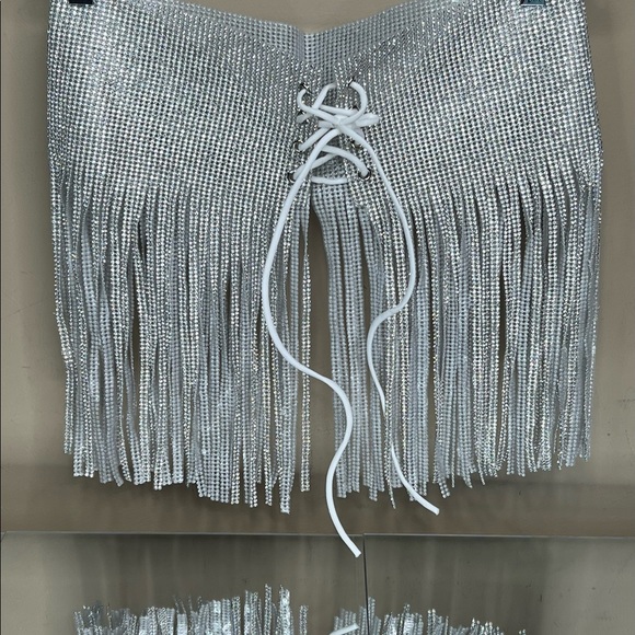 Ciao Adirana Rhinestone Silver Corset Belt - Picture 4 of 16